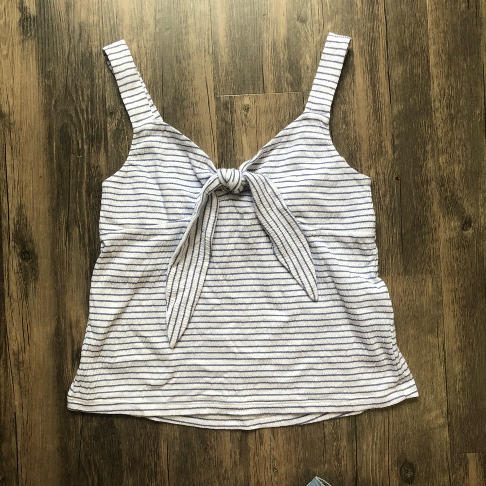 Lucky Brand Striped Tie Front Top - Picture 3 of 5